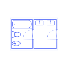 Layouts Bathrooms Primary Split Bidet 2 Wall Digital Sketch Svg Design, Free Vectors File